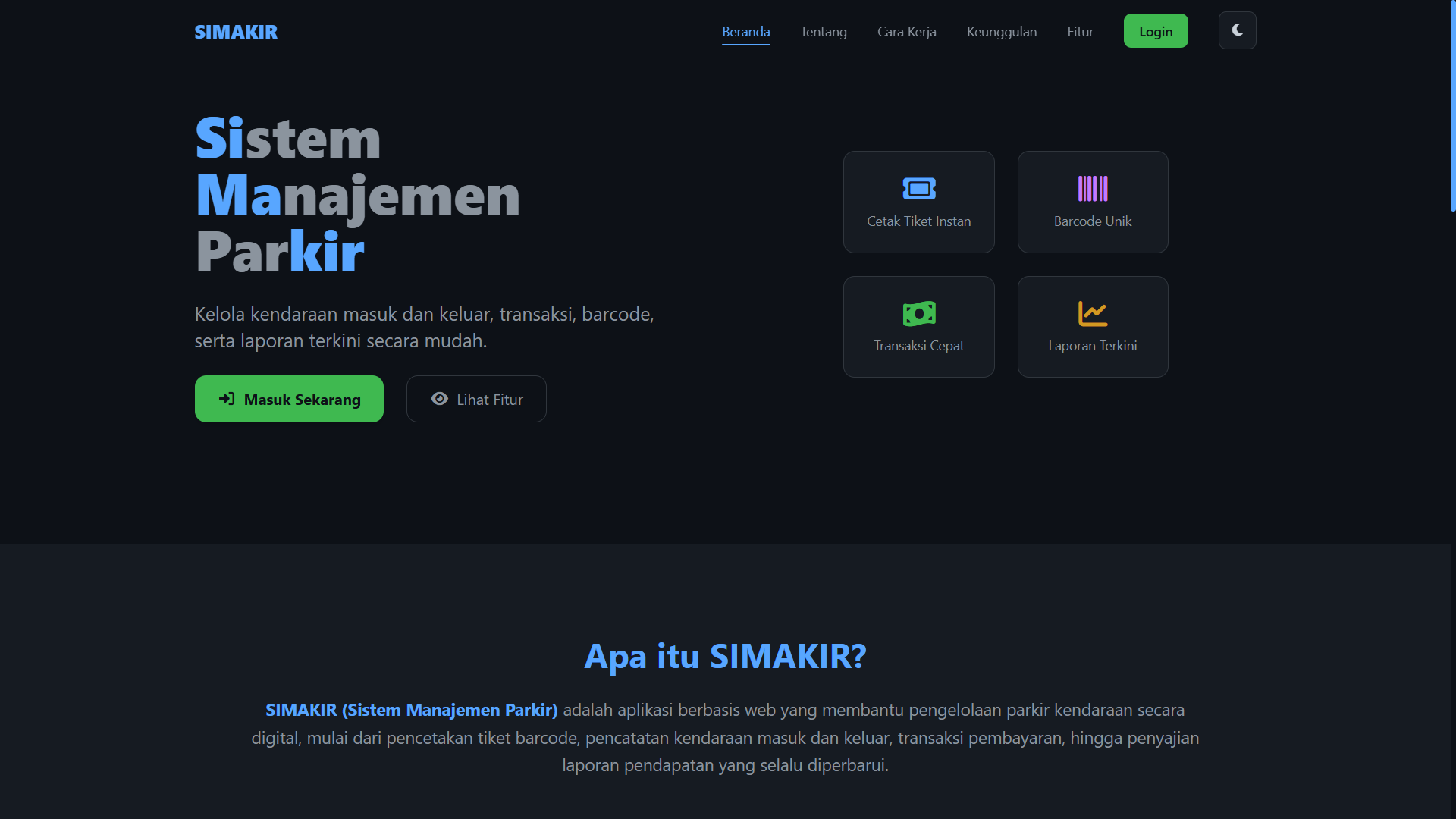 Sistem Manajemen Parkir screenshot 1