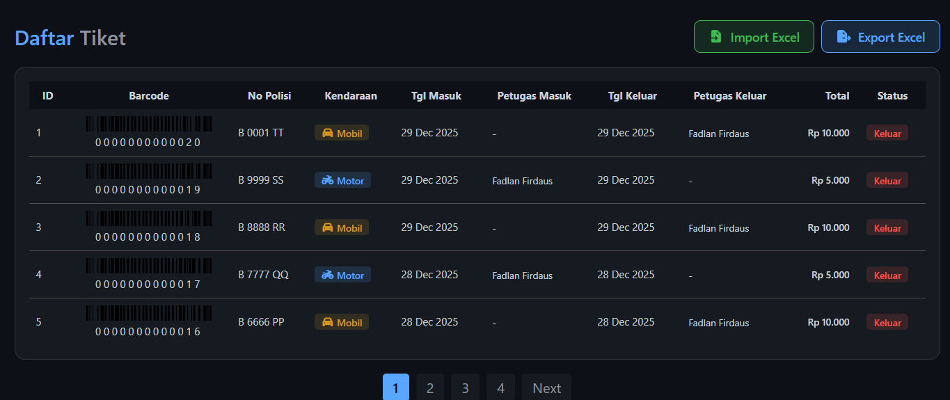 Sistem Manajemen Parkir screenshot 6