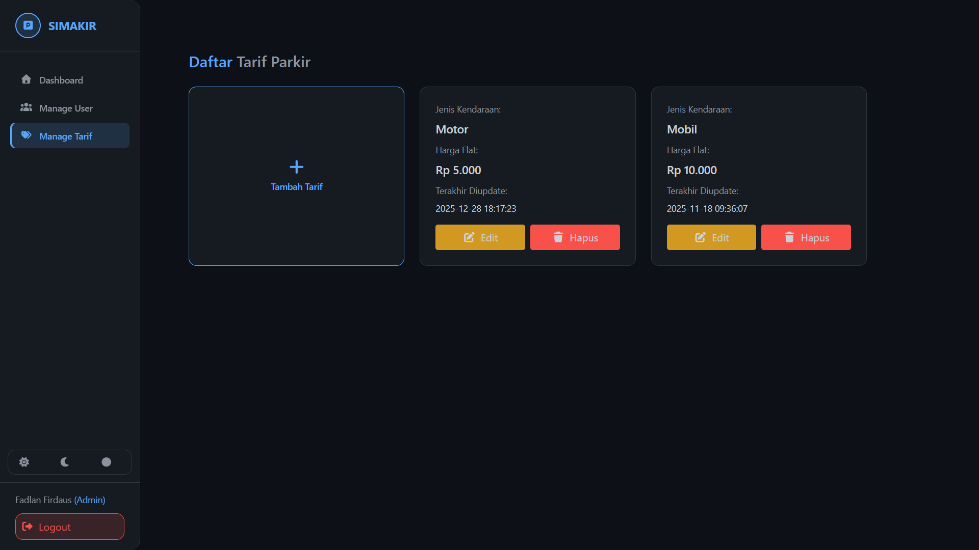 Sistem Manajemen Parkir screenshot 5